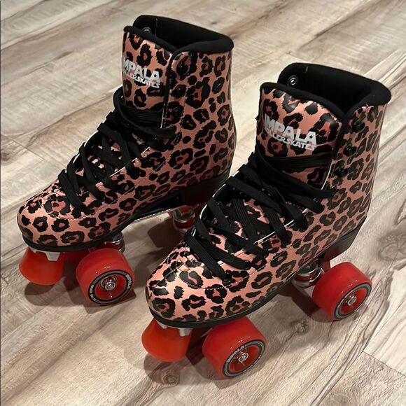 Impala leopard print Roller Skates new condition size 5 - Picture 3 of 10